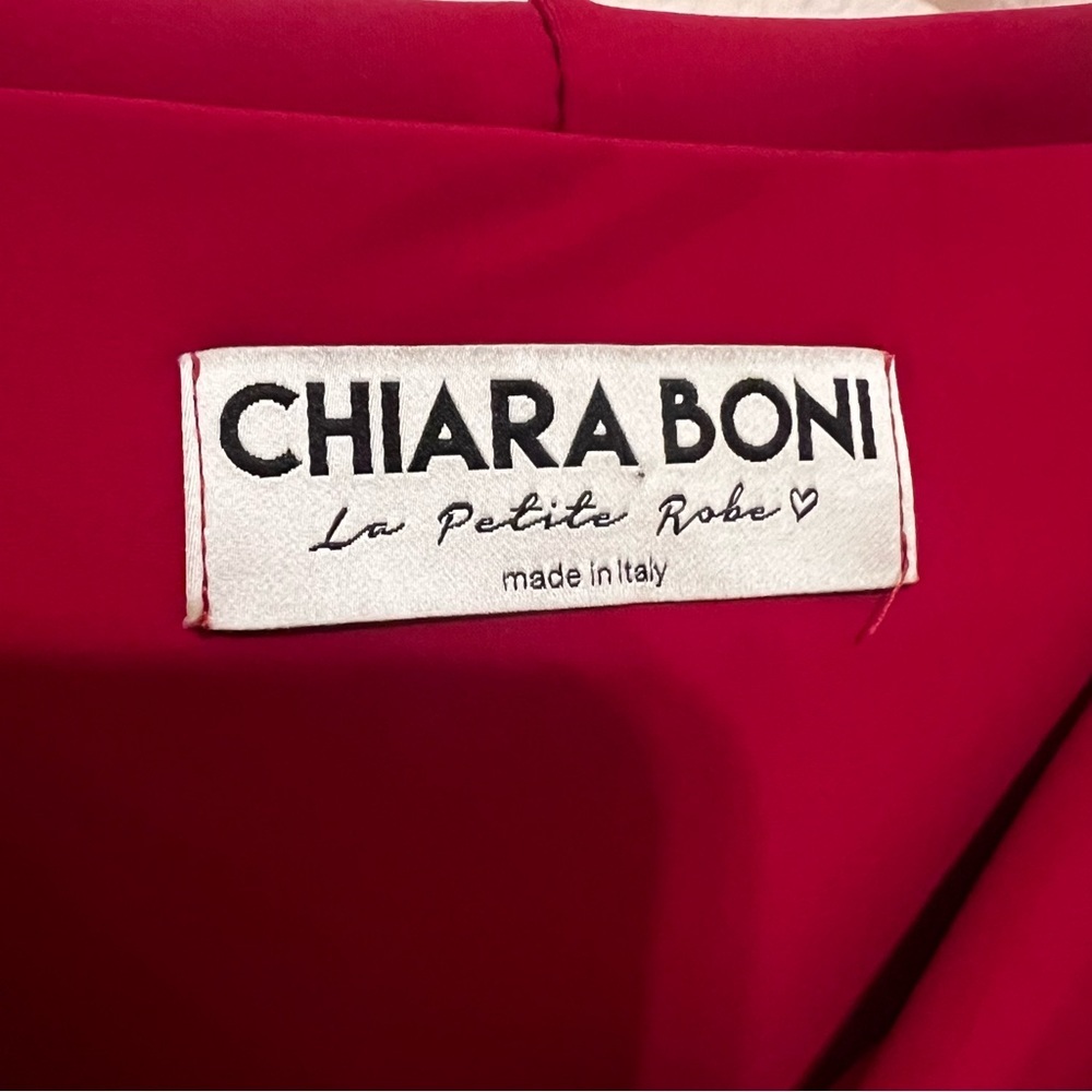 SOLD ♥️ CHIARA BONI LA PETITE ROBE Red Off-the-Shoulder Portrait Dress - Picture 6 of 8